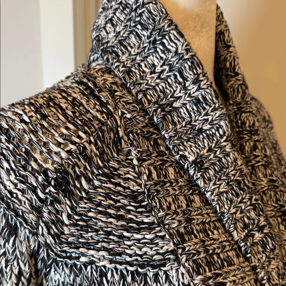 GAP Chunky Shawl Collar Cardigan XS Marled Black Gray Long Cozy Knit Sweater - Picture 5 of 15